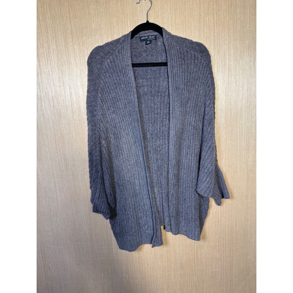 Barefoot Dreams CozyChic Lite Knit Cardigan Gray Womens L/XL Open‎ Front